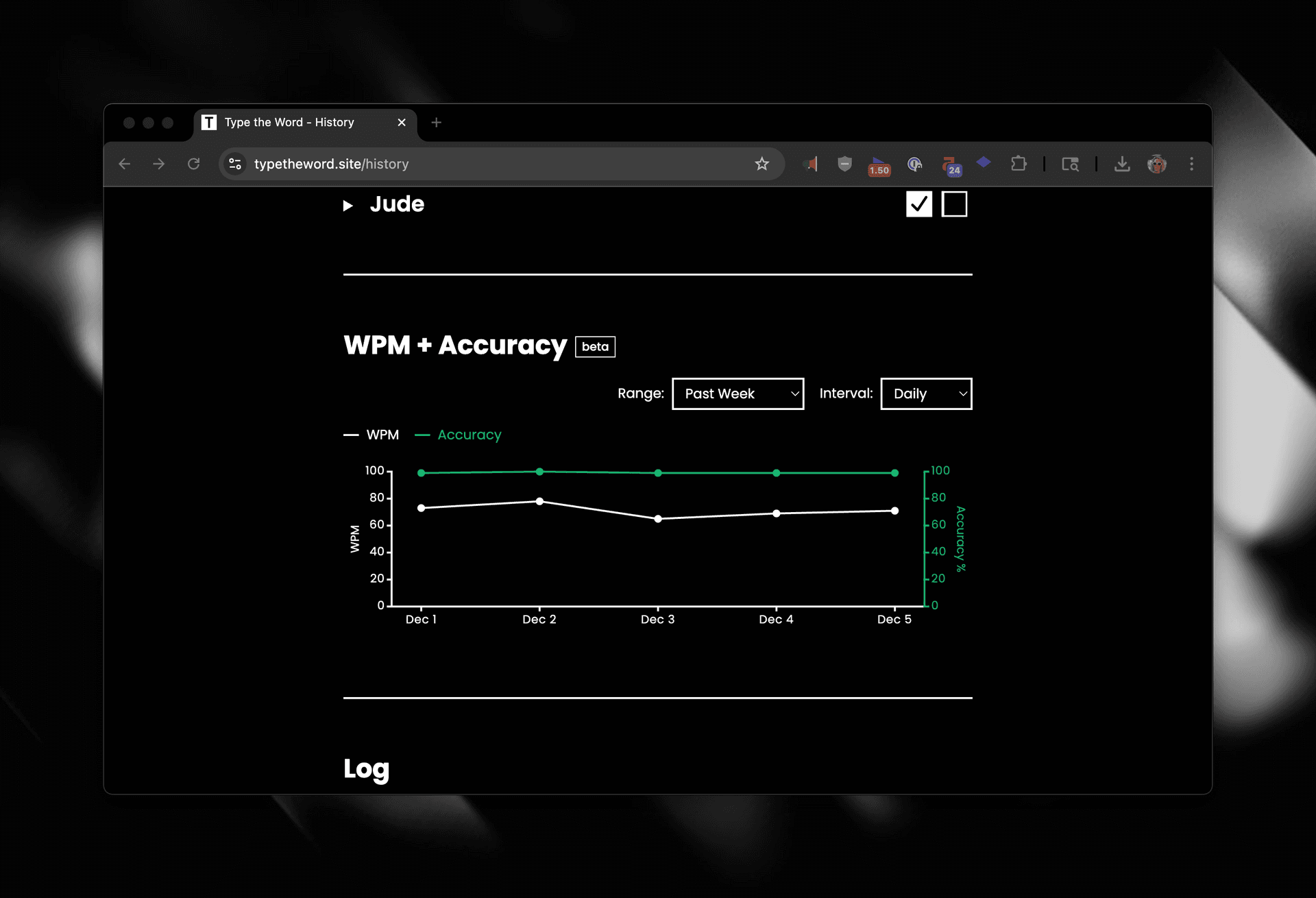 Screenshot of the new WPM and accuracy chart