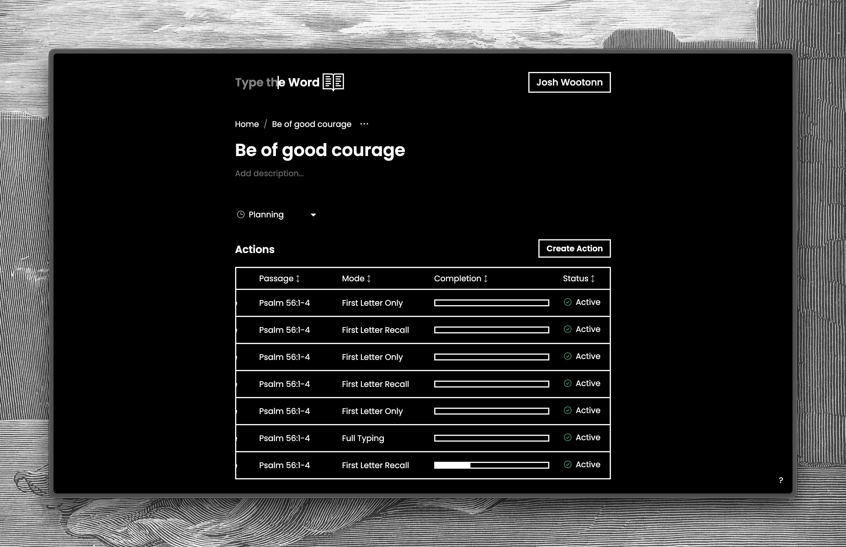 Type the Word interface showing tools for planning classroom goals and assignments.